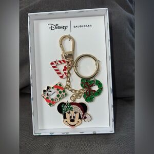 Disney BaubleBar Minnie Mouse Christmas Keychain Candy Cane Holiday Charms